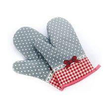 MINISO Polka Dot Oven Glove (Grey and Red)