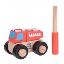Miniso Wooden Engineering Vehicle Toy (Red)