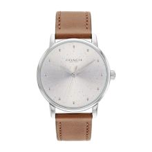 Coach Woman's Grand Collection Brown Leather Strap Watch (Silver)