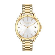 Coach Women's Ionic Plated Thin Gold Stainless Steel Watch (Silver White)
