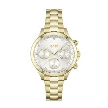 Boss Women's Ionic Thin Gold Plated Stainless Steel Watch (Silver White) 