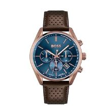 Boss Men's Brown Leather Watch (Blue)