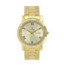 Champagne Dial Yellow Stainless Steel Strap Watch - Gents With Box 