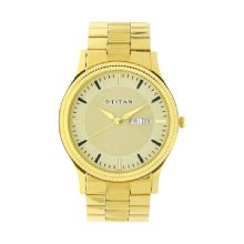 Titan Champagne Dial Yellow Stainless Steel Strap Watch - Gents