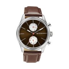 Titan Elmnt Brown Dial Leather Strap Watch - Gents 