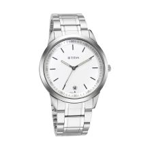 Titan Workwear Watch with White Dial & Metal Strap - Gents 