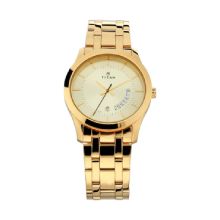 Titan Champagne Dial Stainless Steel Strap Watch - Gents 