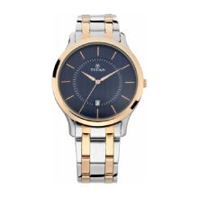 Titan Blue Dial Stainless Steel Strap Watch - Gents 