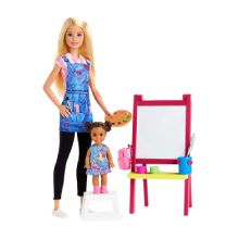 MATTEL ​Barbie® Art Teacher Playset with Blonde Doll, Toddler Doll, Easel and Accessories