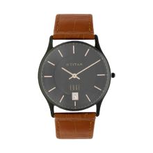 TITAN Edge Brown Dial Leather Strap - Gents