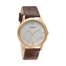 SONATA  Beyond Gold Silver white Dial Leather Strap  - Gents