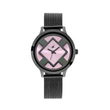 FASTRACK X ANANYA PANDAY - Fit Outs Pink Dial with Mesh Metal Strap  - Ladies