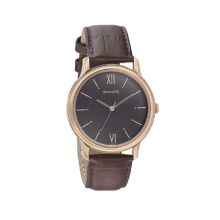 SONATA  Beyond Gold Grey Dial Leather Strap - Gents