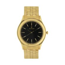 TITAN Black Dial Yellow Stainless Steel Strap - Gents