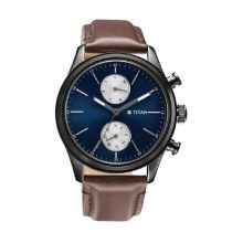 TITAN Workwear Watch with Black Dial & Brown Leather - Gents