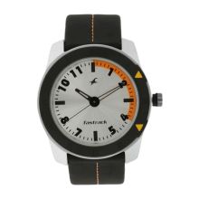 FASTRACK Grey Dial Black Leather Strap - Gents