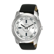 FASTRACK Silver Dial Black Leather Strap - Gents