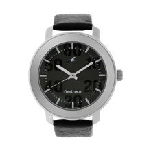 FASTRACK Grey Dial Black Leather Strap - Gents