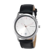 TITAN Workwear Watch with Silver Dial & Leather Strap - Gents