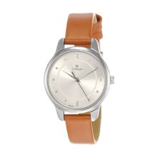 TITAN Workwear Watch with Silver Dial & Leather Strap - Ladies
