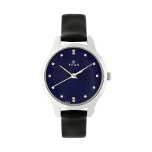 TITAN Workwear Watch with Blue Dial & Leather Strap - Ladies