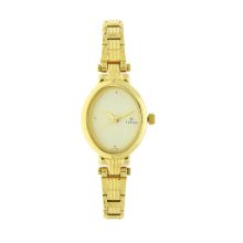 TITAN Champagne Dial Golden Stainless Steel Strap - Ladies