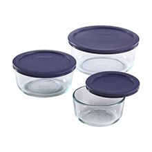 Pyrex 6 Piece Round Glass Food Storage Set Blue