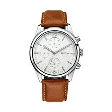 TITAN Workwear Watch with White Dial & Leather Strap - Gents 