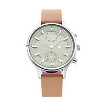 Fastrack X Ananya Panday Ruffles Beige Dial Leather Strap Watch - Ladies 