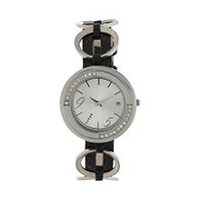 TITAN Silver Dial Black Leather Strap Watch - Ladies