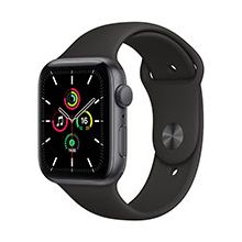 Apple Watch SE (2020) GPS 44MM Space Gray Aluminum Case with Black Sport Band - Regular