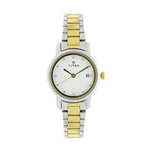 TITAN White Dial Two Toned Stainless Steel Strap Watch - Ladies - 2572BM01