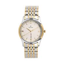 TITAN Off White Dial Two Toned Stainless Steel Strap Watch - Gents -  1636BM01