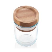 PYREX- WOODEN STORAGE 4CUP WLID