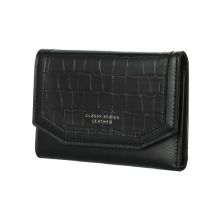 Miniso Women's Trifold Crocodile Pattern Wallet (Black)