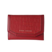 Miniso Women's Trifold Crocodile Pattern Wallet (Red)