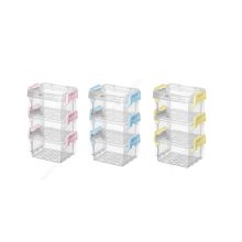 Miniso-Summer Series 3-Tier Storage Box With Lid-Clamping Handles -S