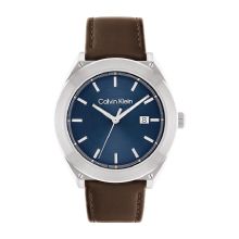 Calvin Klein Men's Quartz Analogue Watch with Leather Strap (Navy Blue)