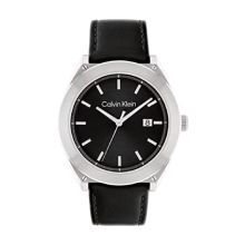 Calvin Klein Men's Leather Watch (Black)
