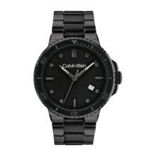 Calvin Klein Men's Black Analog Stainless Steel Strap Watch (Black)