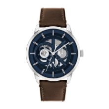 Calvin Klein Men Analogue Multifunction Quartz Watch with Brown Leather Strap (Blue)