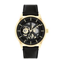 Calvin Klein Men Analogue Multifunction Quartz Watch with Black Leather Strap (Black)