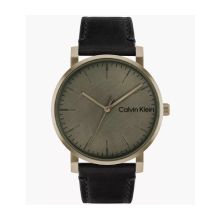 Calvin Klein Men's Black Analog Leather Strap Watch (Light Grey)