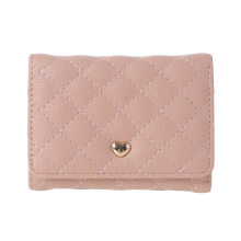 MINISO Women's Wallet Embroidered Rhombuses And Golden Heart - Pink