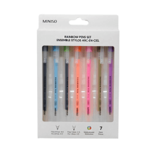 Miniso-Multiple Colors 7 Rainbow Pens Set-2 0-7mm Pens-5 1-0mm Pens