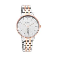 TITAN Workwear Silver Dial Two Toned Stainless Steel Strap Watch - Ladies 