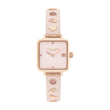Coach Quartz Watch for Women - Stainless Steel Square Bangle with Crystals