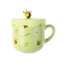 MINISO Bee Series Ceramic Mug with Cover 400mL - Yellow