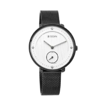 TITAN Workwear Watch with Black Dial & Stainless Steel Strap - Ladies