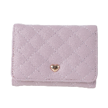 MINISO Women's Wallet Embroidered Rhombuses And Golden Heart - Light Purple